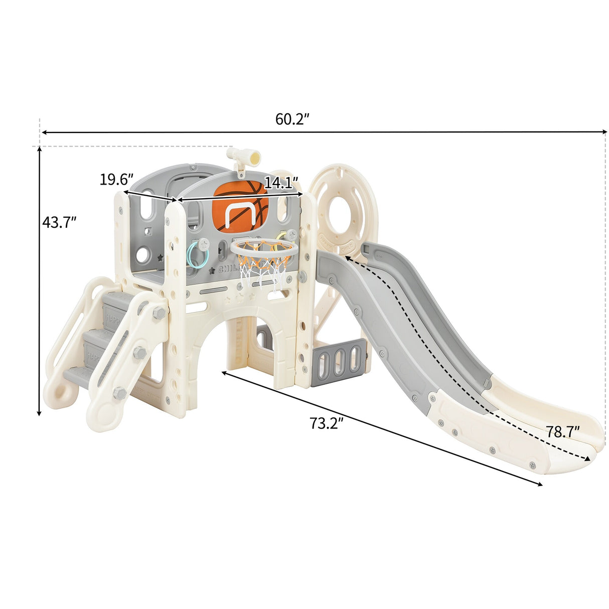 Kids Playset Structure With Freestanding Slide