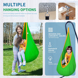 Kids Pod Hanging Swing Seat Hammock,Cotton Child Swing Hammock Chair for Indoor and Outdoor use,Green and Yellow
