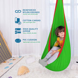 Kids Pod Hanging Swing Seat Hammock,Cotton Child Swing Hammock Chair for Indoor and Outdoor use,Green and Yellow