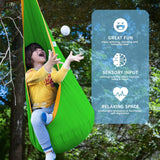 Kids Pod Hanging Swing Seat Hammock,Cotton Child Swing Hammock Chair for Indoor and Outdoor use,Green and Yellow