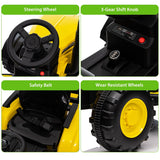 Kids Ride on Tractor with Trailer, 12V Battery Powered Electric Vehicle Toy