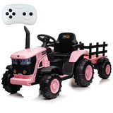 Kids Ride on Tractor with Trailer, 12V Battery Powered Electric Vehicle Toy