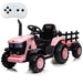 Kids Ride on Tractor with Trailer, 12V Battery Powered Electric Vehicle Toy