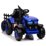 Kids Ride on Tractor with Trailer, 12V Battery Powered Electric Vehicle Toy