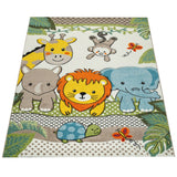 Kids Room Rug Cute Zoo Animals Jungle in 3D Effect for Nursery