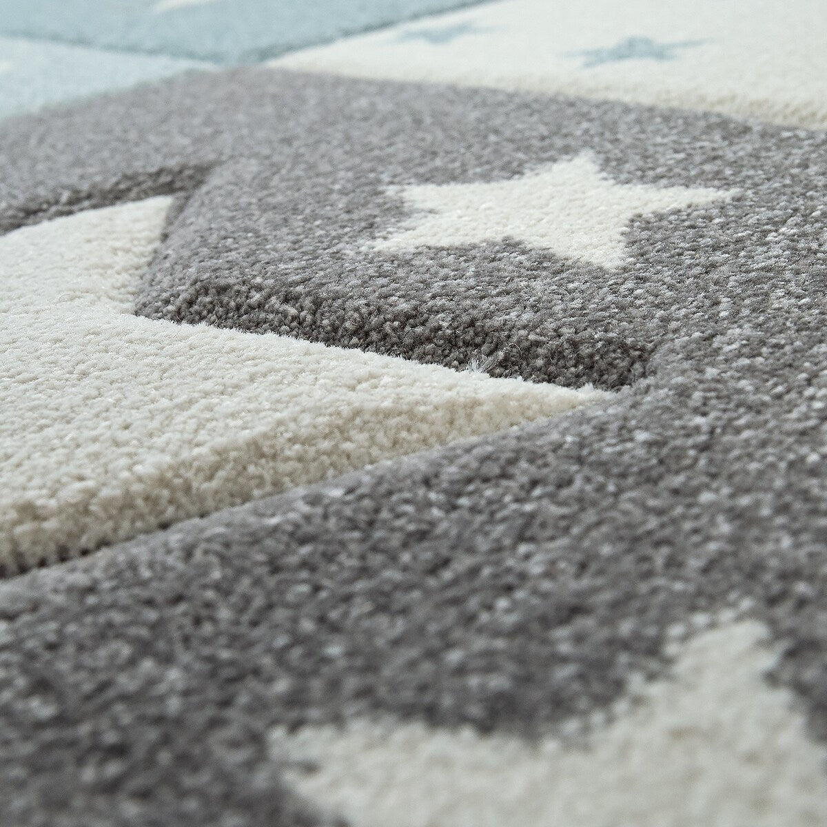 Kids Rug for Nursery Checkered with Stars in Pastel Colors