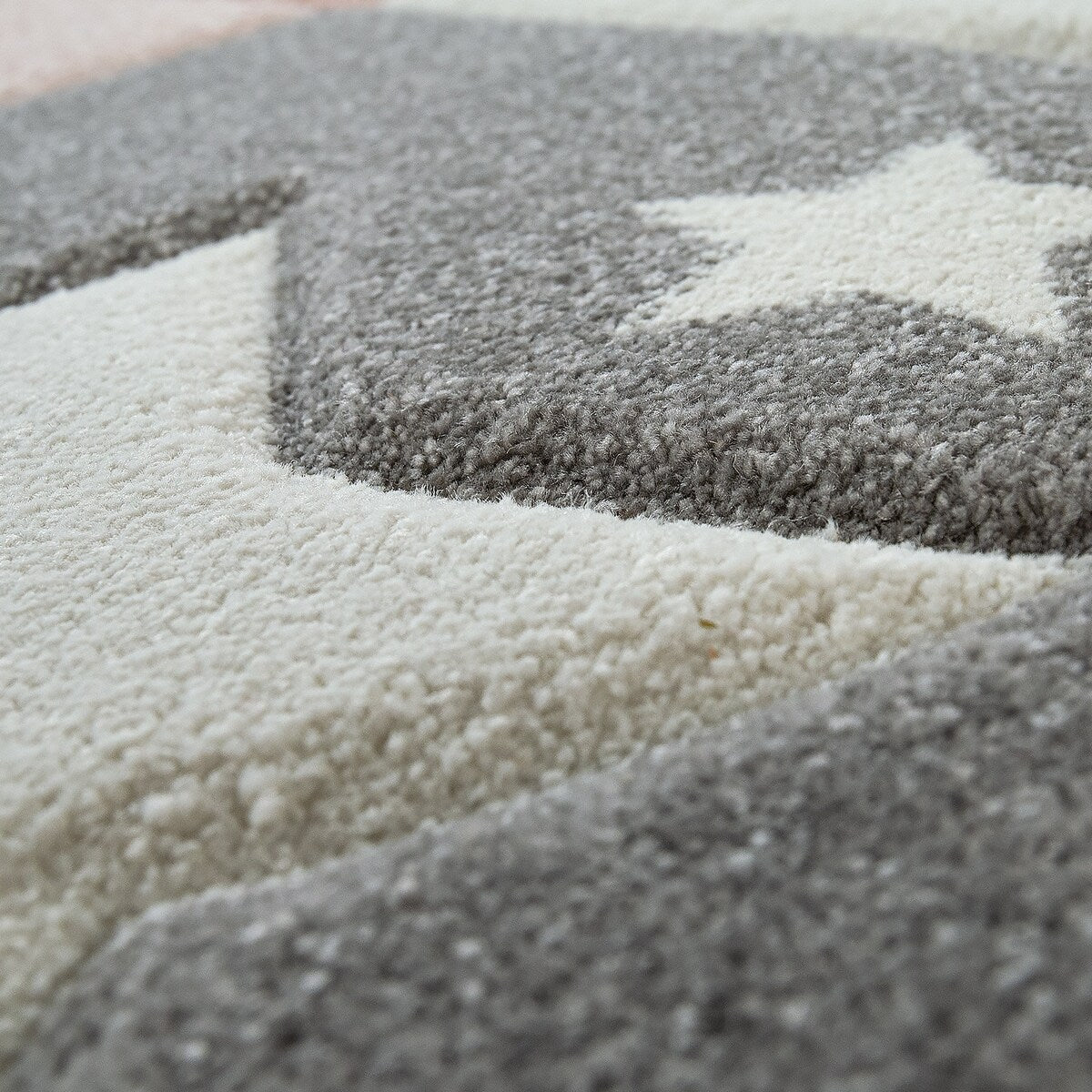 Kids Rug for Nursery Checkered with Stars in Pastel Colors