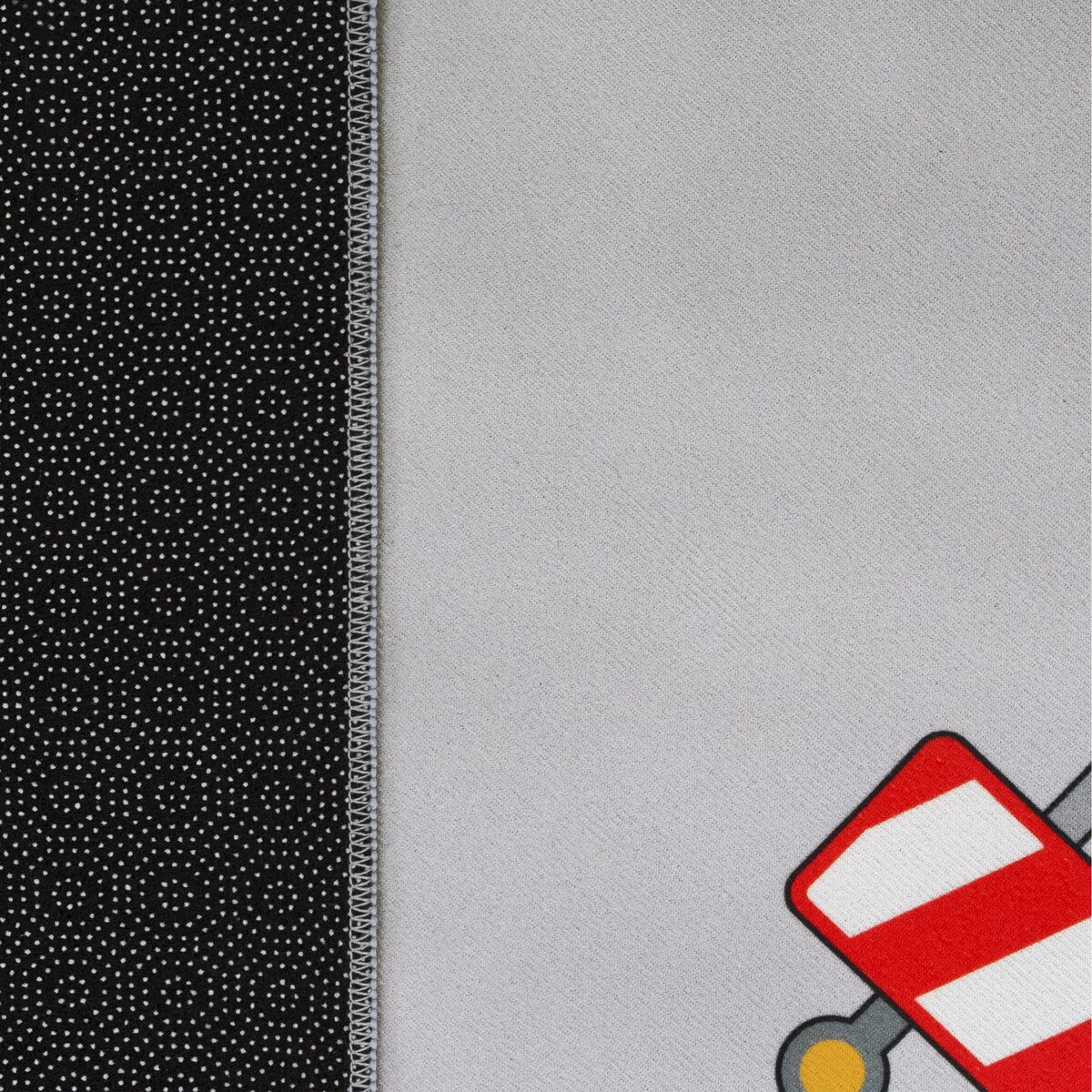 Kids Rug for Nursery Construction Site Play Mat Cranes Trucks in Grey