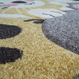 Kids Rug for Nursery Cute Animals in Cream Pastel Colors