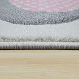 Kids Rug for Nursery Cute Animals in Cream Pastel Colors