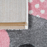 Kids Rug for Nursery Cute Animals in Cream Pastel Colors
