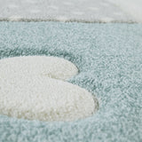 Kids Rug for Nursery with Dots Hearts And Stars In Pastel Colors