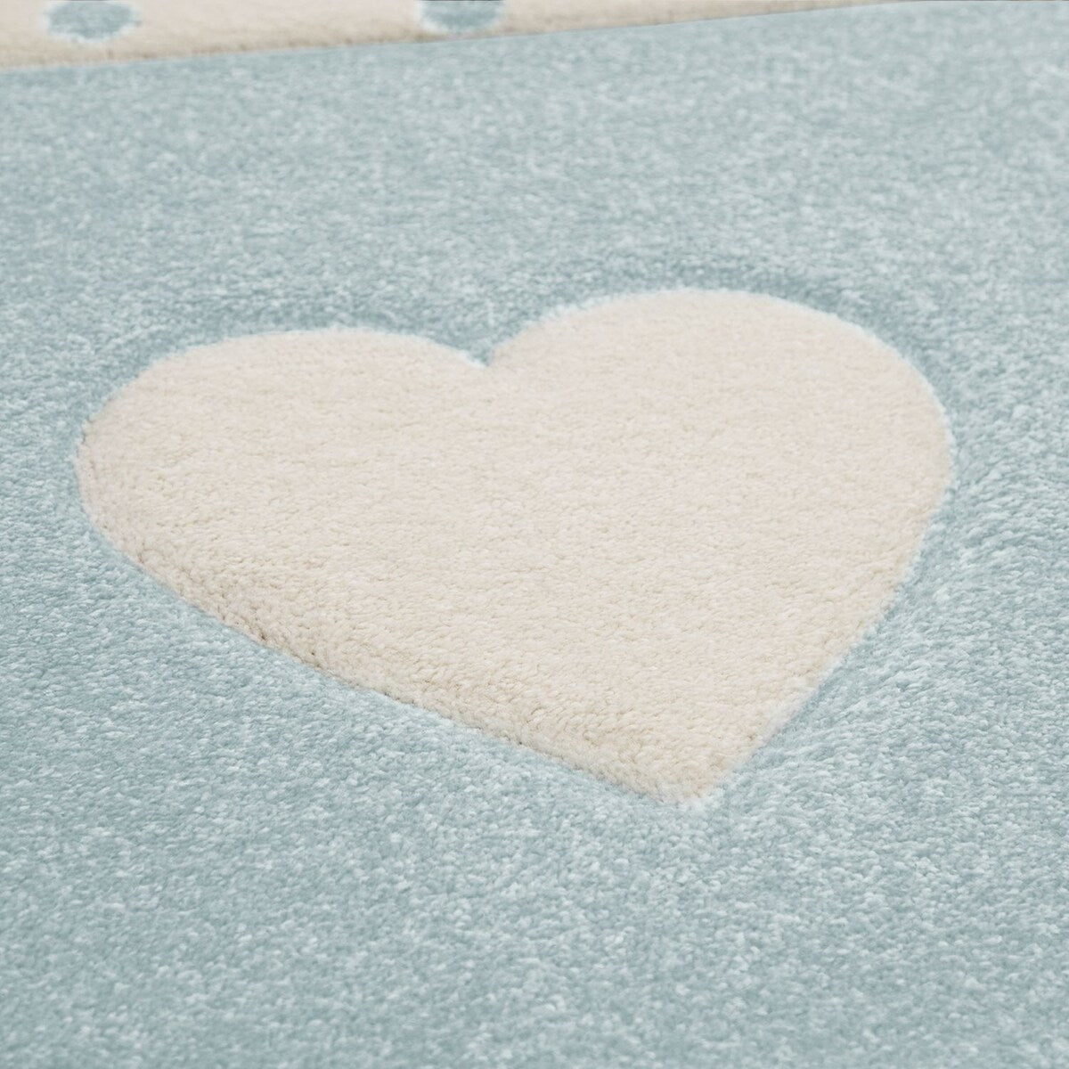 Kids Rug for Nursery with Dots Hearts And Stars In Pastel Colors