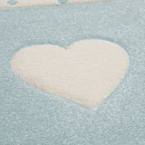 Kids Rug for Nursery with Dots Hearts And Stars In Pastel Colors