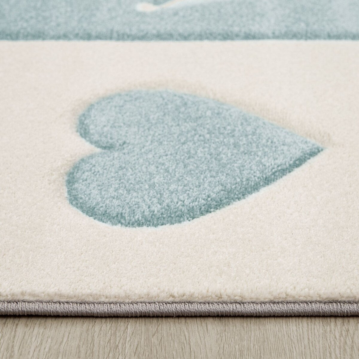 Kids Rug for Nursery with Dots Hearts And Stars In Pastel Colors