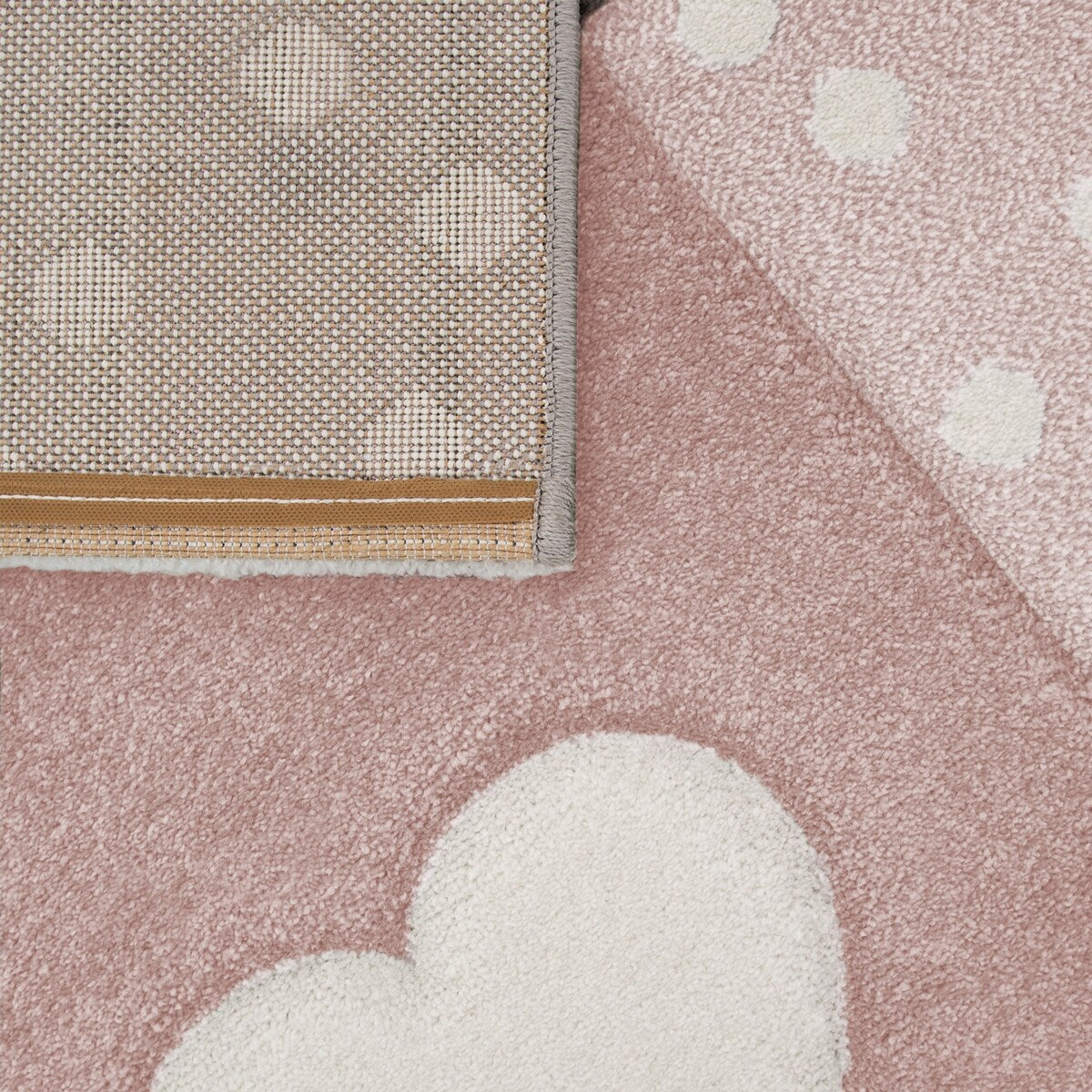 Kids Rug for Nursery with Dots Hearts And Stars In Pastel Colors
