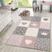 Kids Rug for Nursery with Dots Hearts And Stars In Pastel Colors