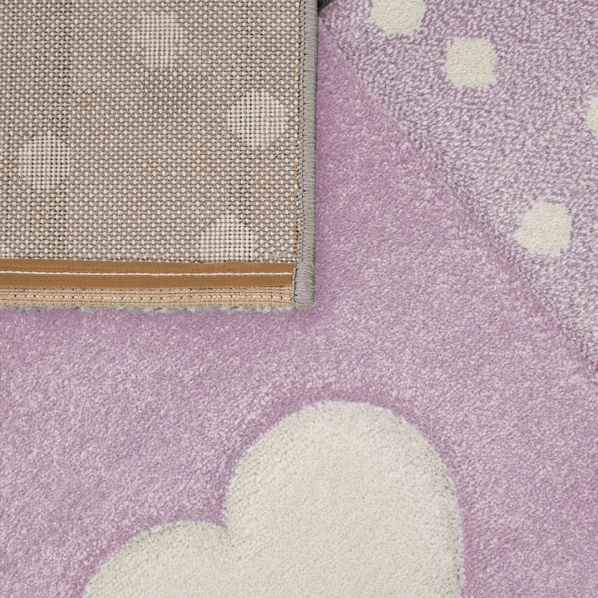 Kids Rug for Nursery with Dots Hearts And Stars In Pastel Colors