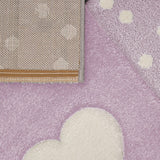 Kids Rug for Nursery with Dots Hearts And Stars In Pastel Colors