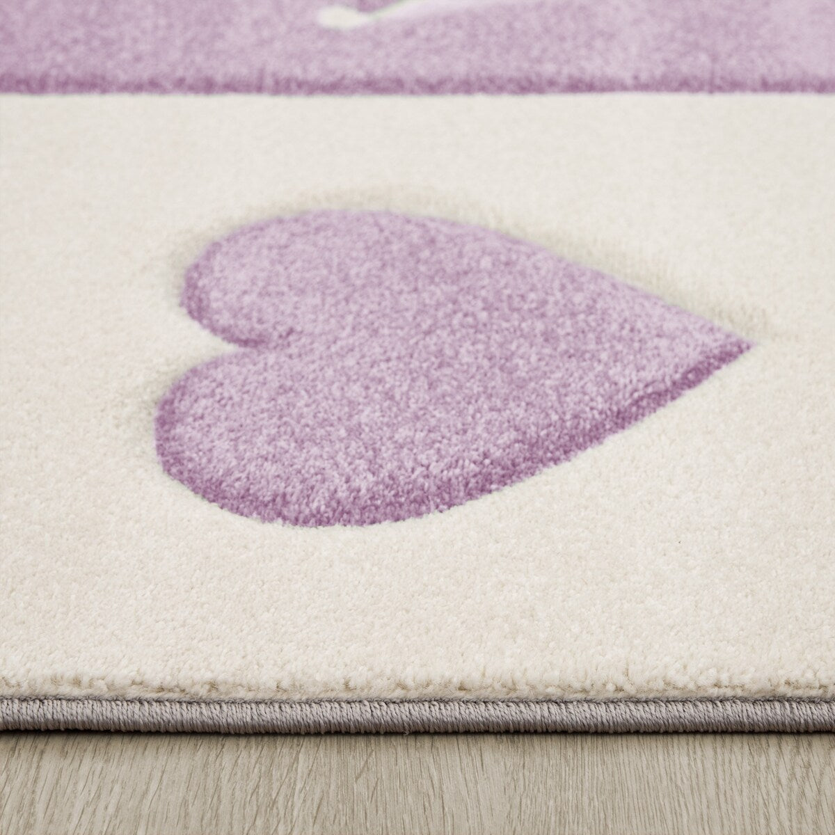 Kids Rug for Nursery with Dots Hearts And Stars In Pastel Colors