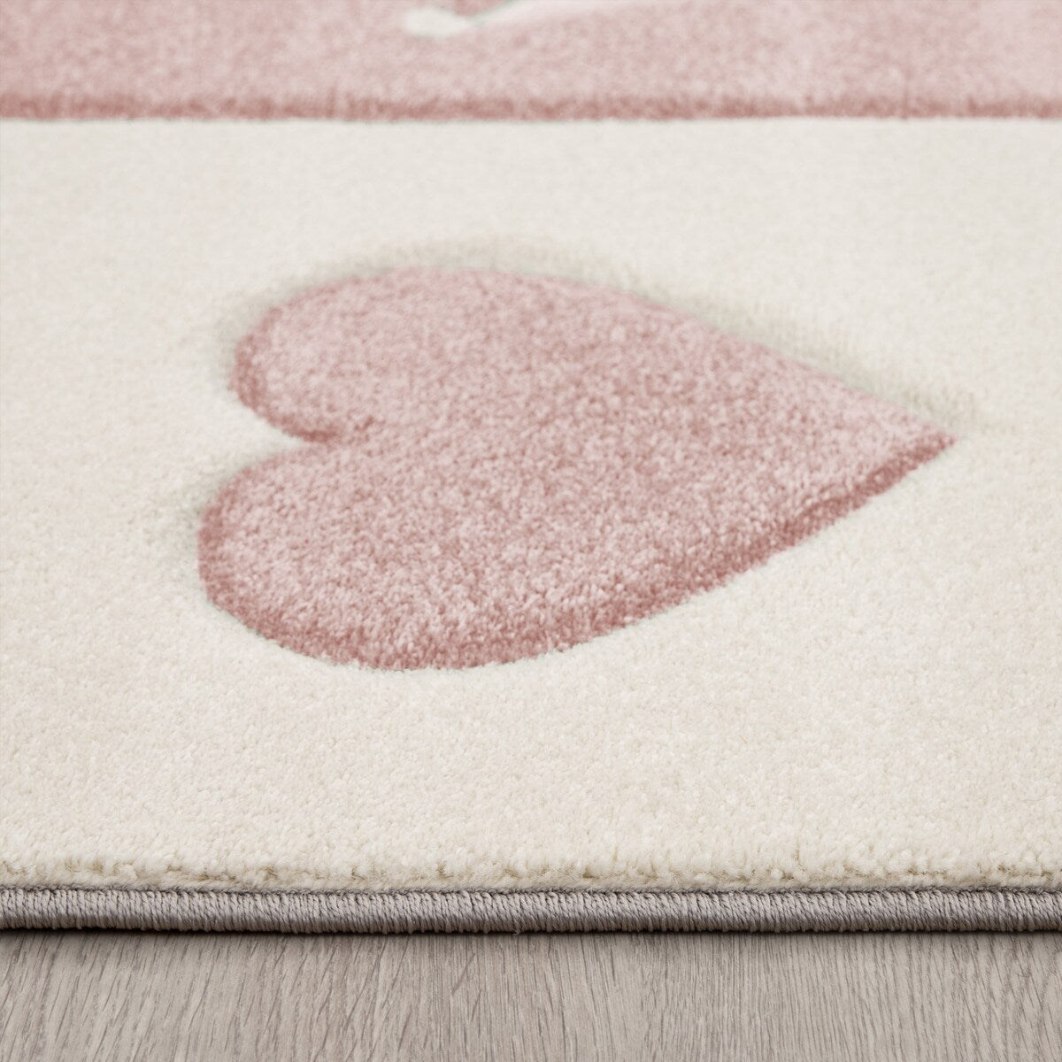 Kids Rug for Nursery with Dots Hearts And Stars In Pastel Colors