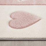 Kids Rug for Nursery with Dots Hearts And Stars In Pastel Colors
