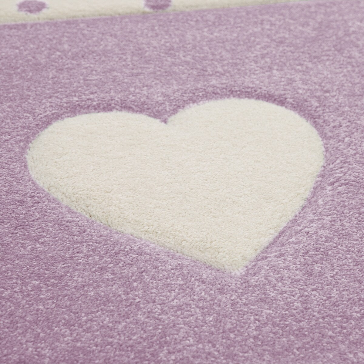 Kids Rug for Nursery with Dots Hearts And Stars In Pastel Colors