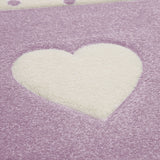 Kids Rug for Nursery with Dots Hearts And Stars In Pastel Colors