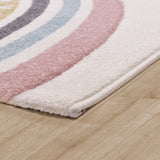 Kids Rug for Nursery with Rainbows & Hearts in Cream Pastel