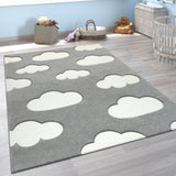 Kids Rug with Clouds in Pastel Colors for Children's Room or Nursery