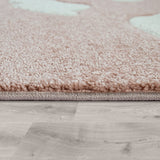 Kids Rug with Clouds in Pastel Colors for Children's Room or Nursery