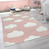 Kids Rug with Clouds in Pastel Colors for Children's Room or Nursery