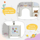 Kids Slide 9 in 1 with Ring Toss, Drawing Whiteboardl, Basketball Hoop