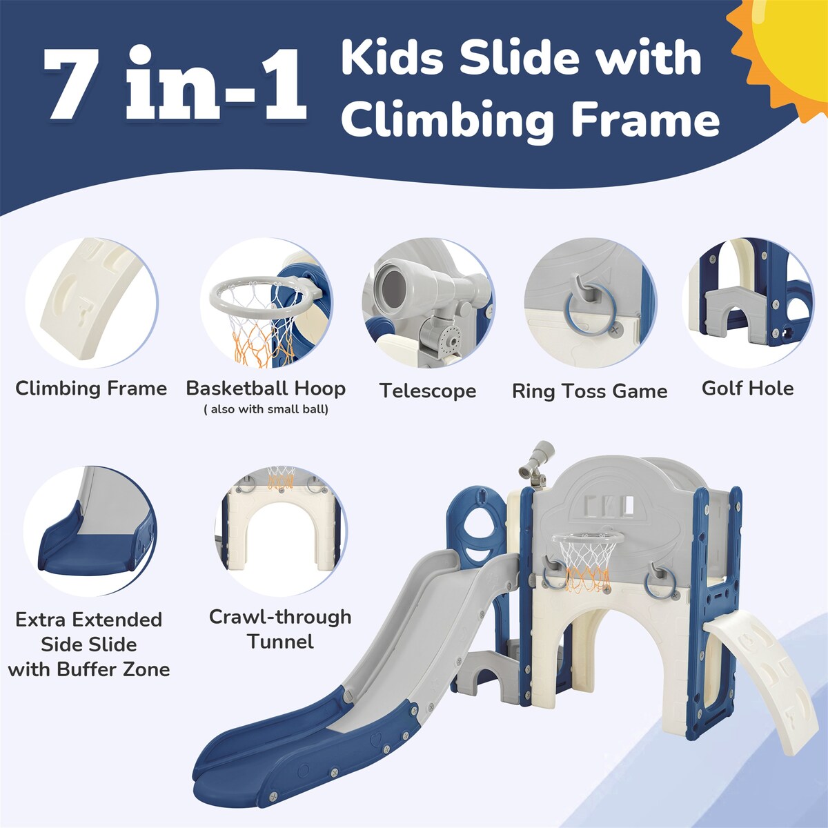 Kids Slide Playset Structure 7 in 1