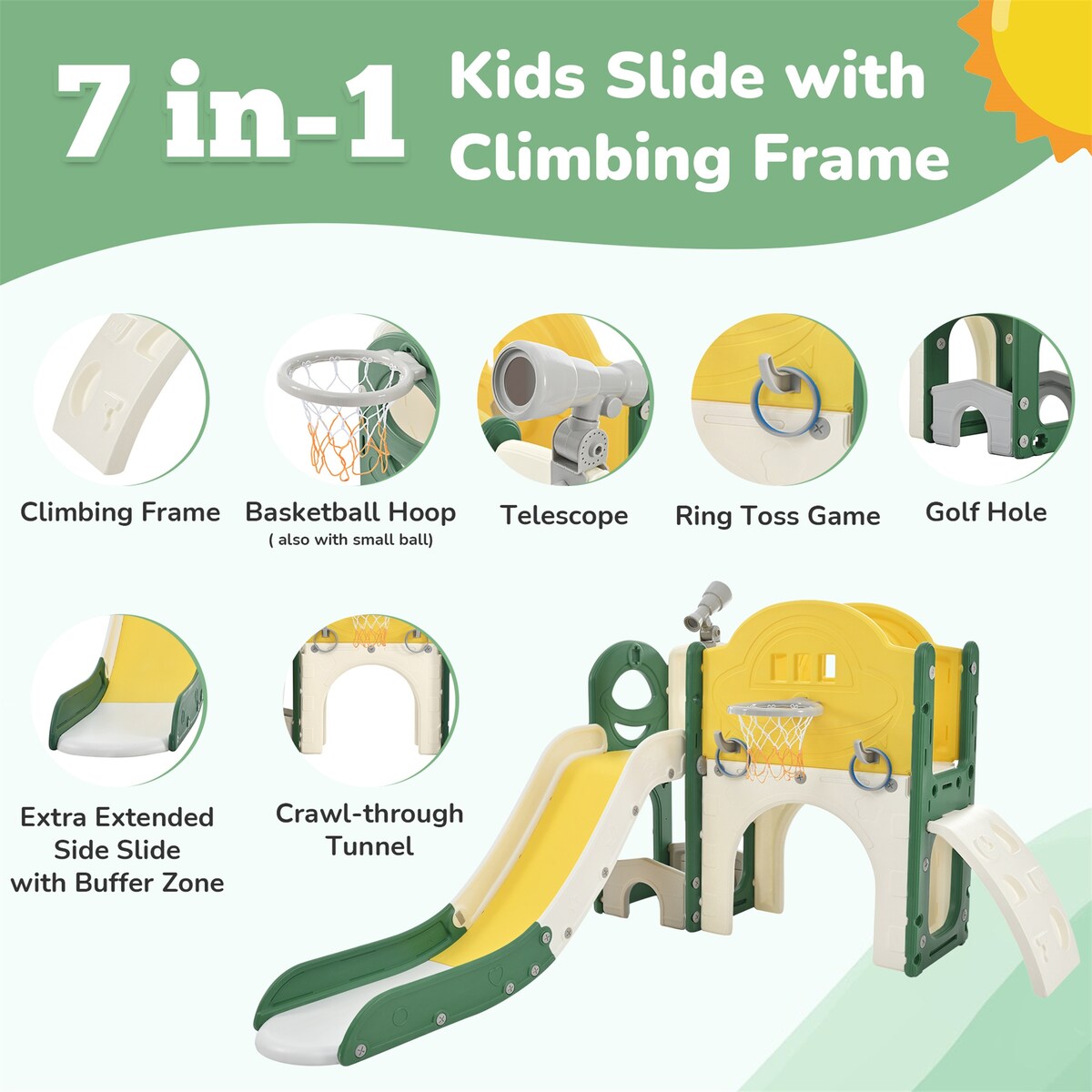Kids Slide Playset Structure 7 in 1