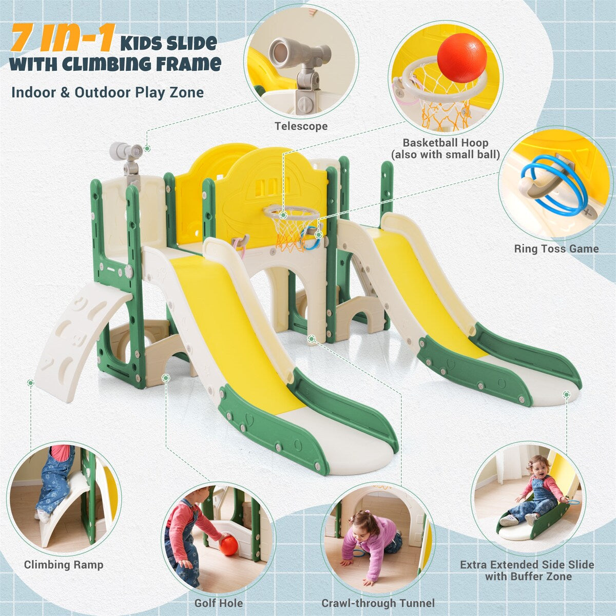 Kids Slide Playset Structure 7 in 1