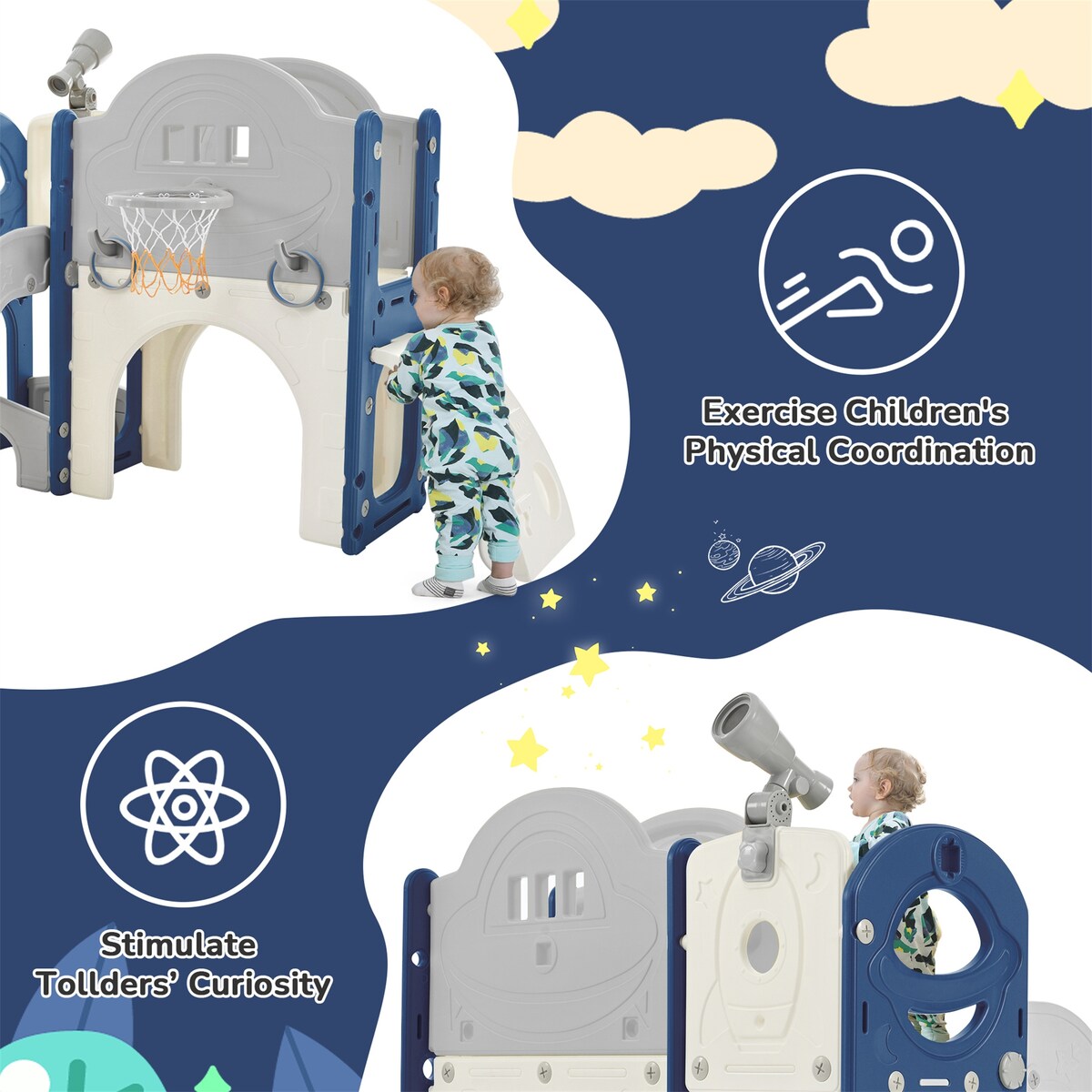 Kids Slide Playset Structure 7 in 1