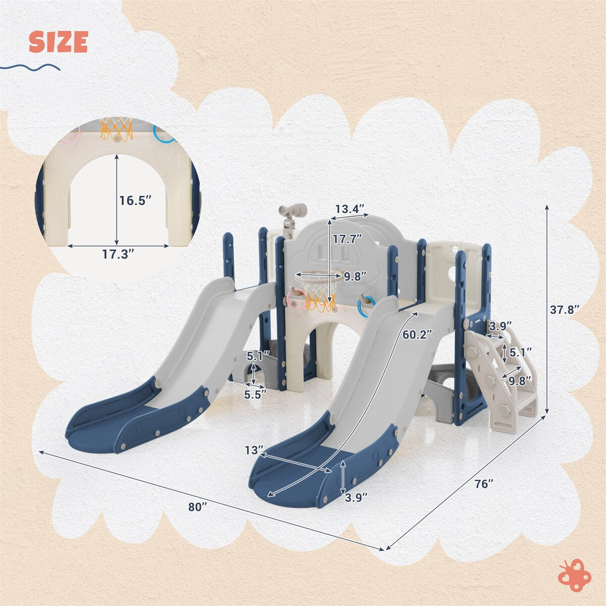 Kids Slide Playset Structure 7 in 1