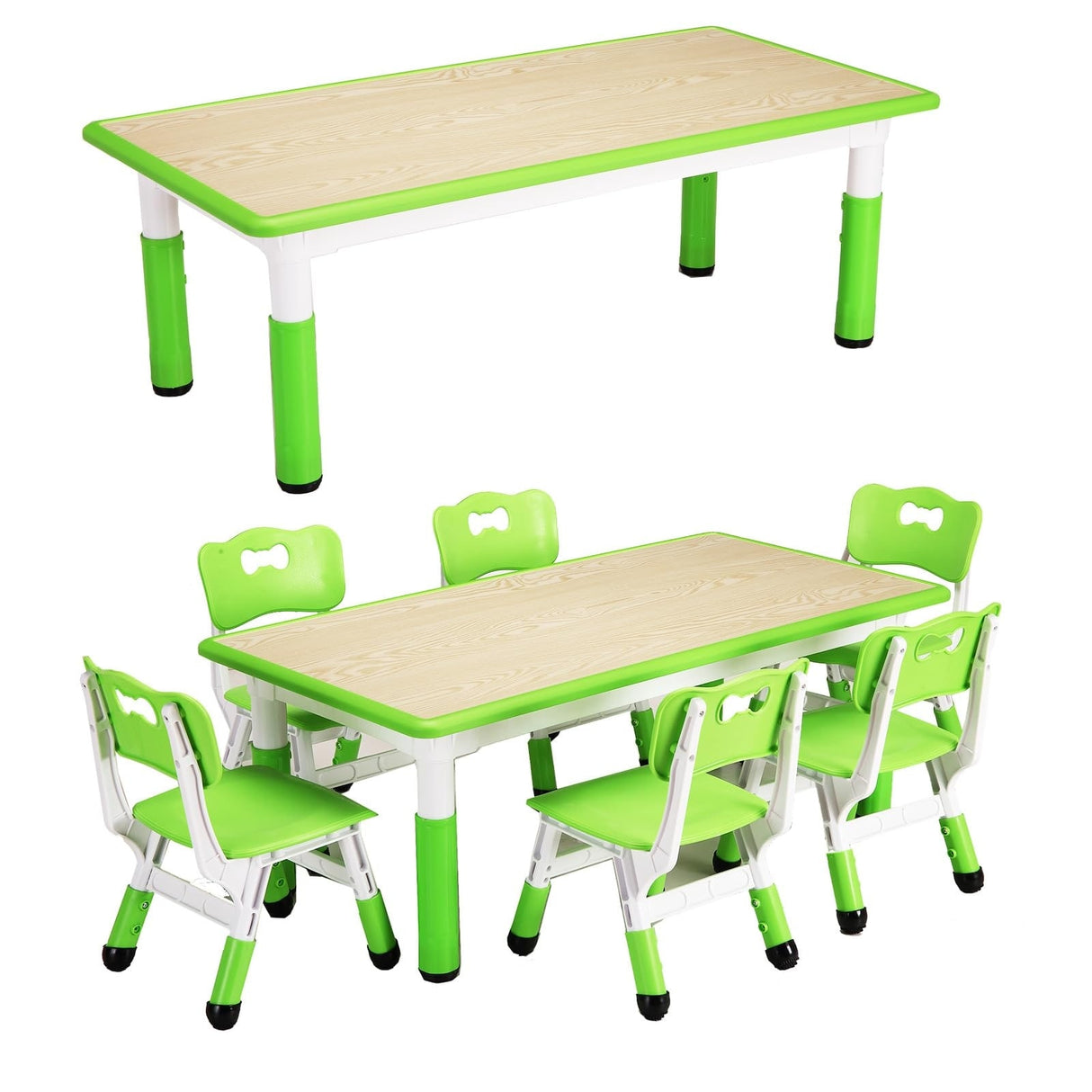 Kids Table and 6 Chair Set Activity Art Table for Classroom Daycares