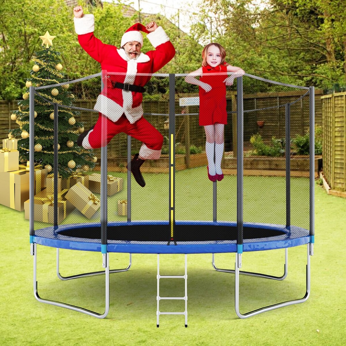 Kids Trampoline with Safety Enclosure Net - 10FT Trampoline for Toddlers Indoor and Outdoor - Parent-Child Interactive G