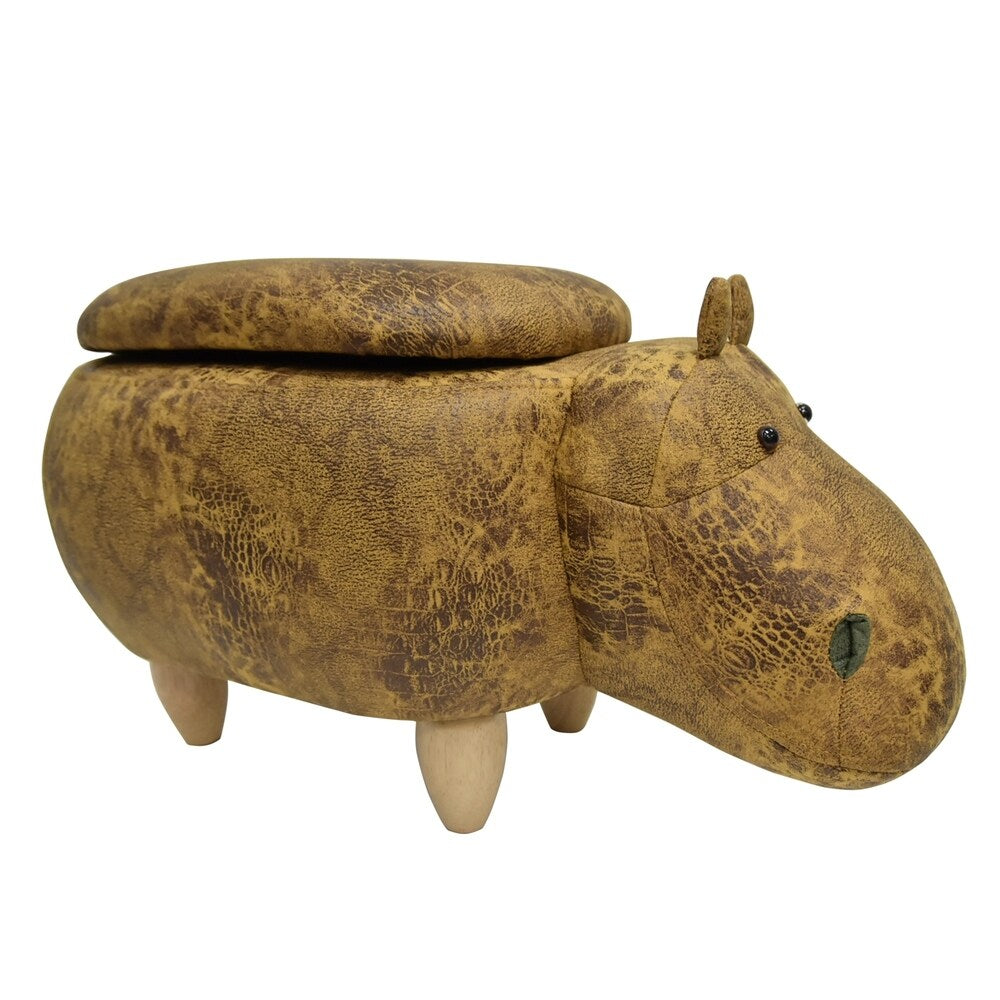 Kids Upholstered Hippo Ottoman with Storage