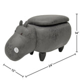 Kids Upholstered Hippo Ottoman with Storage