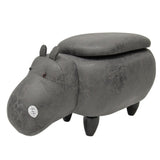 Kids Upholstered Hippo Ottoman with Storage