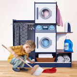 Kids Washer and Dryer Playset, Wooden Pretend Kids Laundry Playset