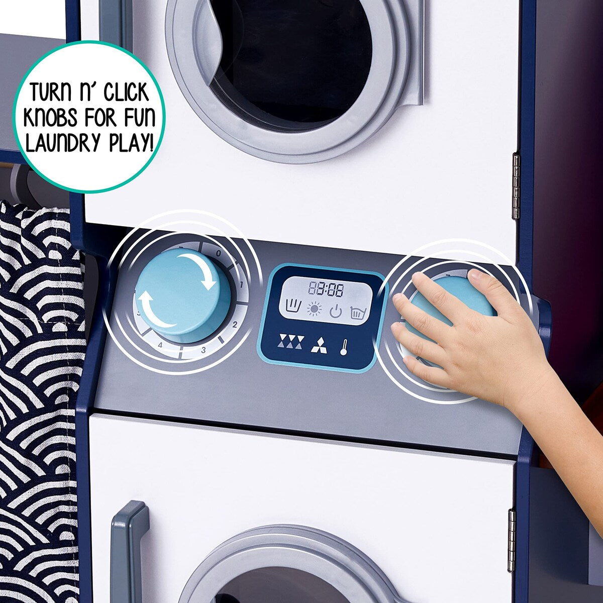 Kids Washer and Dryer Playset, Wooden Pretend Kids Laundry Playset