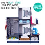 Kids Washer and Dryer Playset, Wooden Pretend Kids Laundry Playset