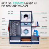 Kids Washer and Dryer Playset, Wooden Pretend Kids Laundry Playset