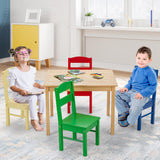 Kids Wooden Table Chair Set 5 Pieces Set Playroom Furniture