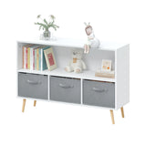 Kids bookcase with Collapsible Fabric Drawers, Children's Book Display, Toy Storage Cabinet Organizer