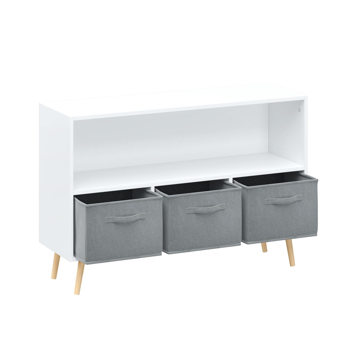 Kids bookcase with Collapsible Fabric Drawers, Children's Book Display, Toy Storage Cabinet Organizer